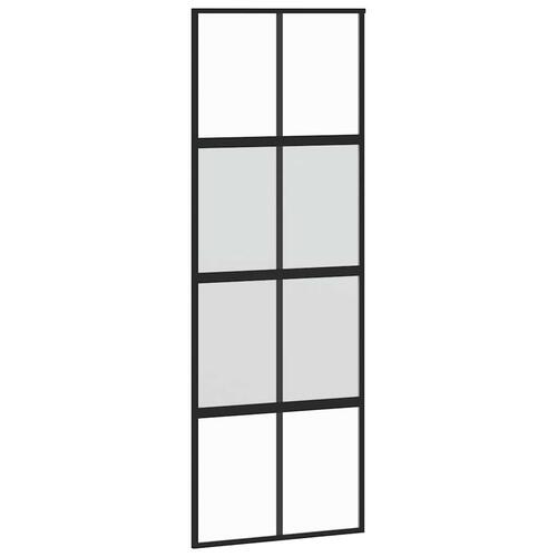Skydedør med hardwaresæt 76x205 cm hærdet glas og aluminium