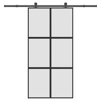Skydedør med hardwaresæt 102,5x205 cm hærdet glas og aluminium