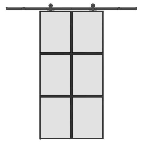 Skydedør med hardwaresæt 102,5x205 cm hærdet glas og aluminium
