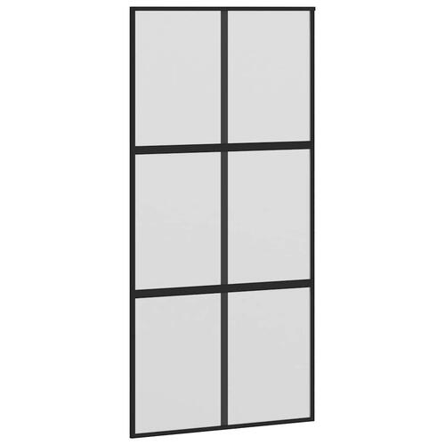 Skydedør med hardwaresæt 102,5x205 cm hærdet glas og aluminium