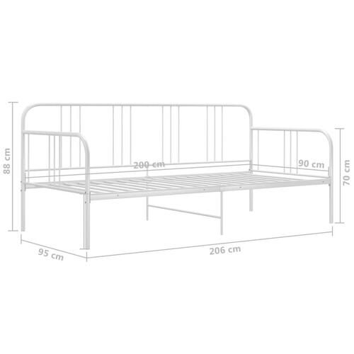 Sengestel til udtræksseng 90x200 cm metal hvid