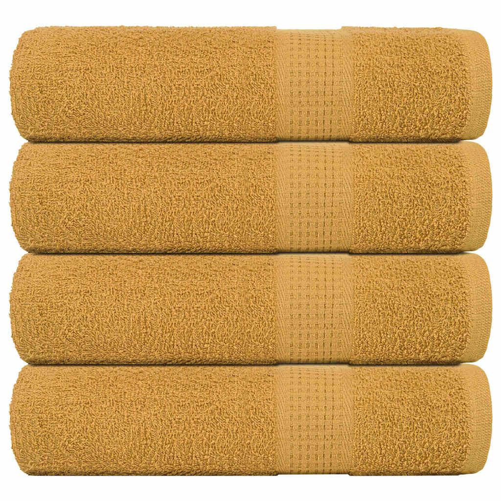 Håndklæder 4 stk. 70x140 cm 360 g/m2 100 % bomuld guldfarvet