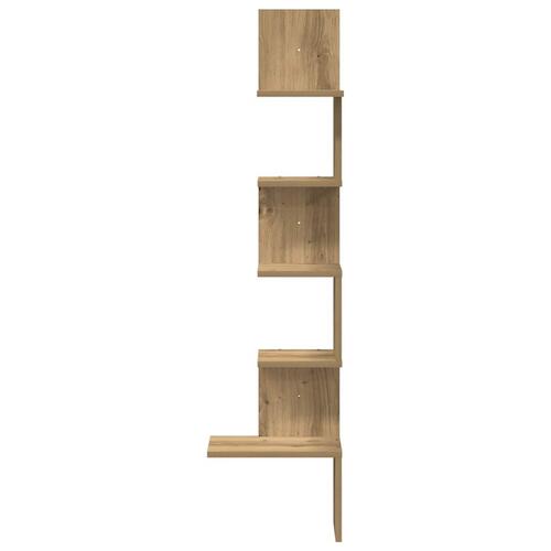Væghængt hjørnehylde 32x32x127,5 cm konstrueret træ kunsteg