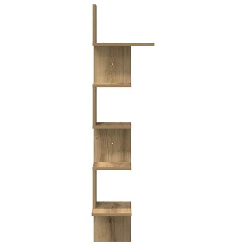 Væghængt hjørnehylde 32x32x127,5 cm konstrueret træ kunsteg