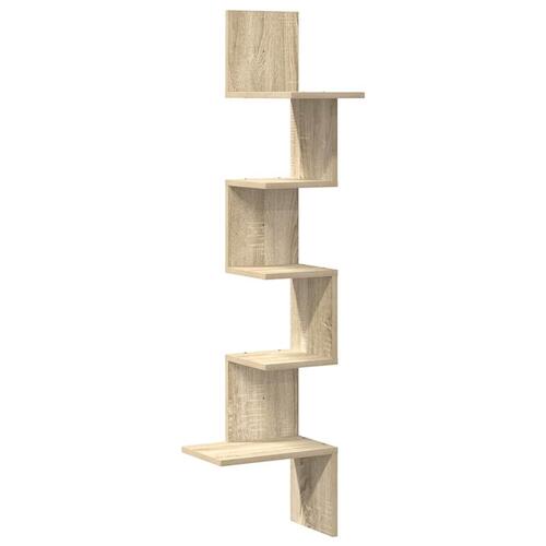 Hjørnehylde 32x32x127,5 cm spånplade sonoma-eg
