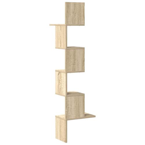 Hjørnehylde 32x32x127,5 cm spånplade sonoma-eg