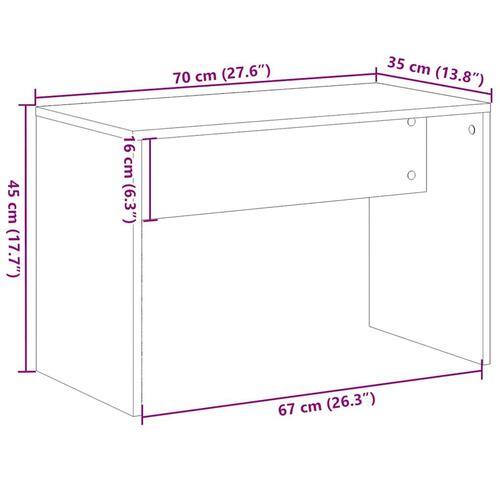 Skammel til makeupbord 70x35x45cm konstrueret træ egetræsfarvet
