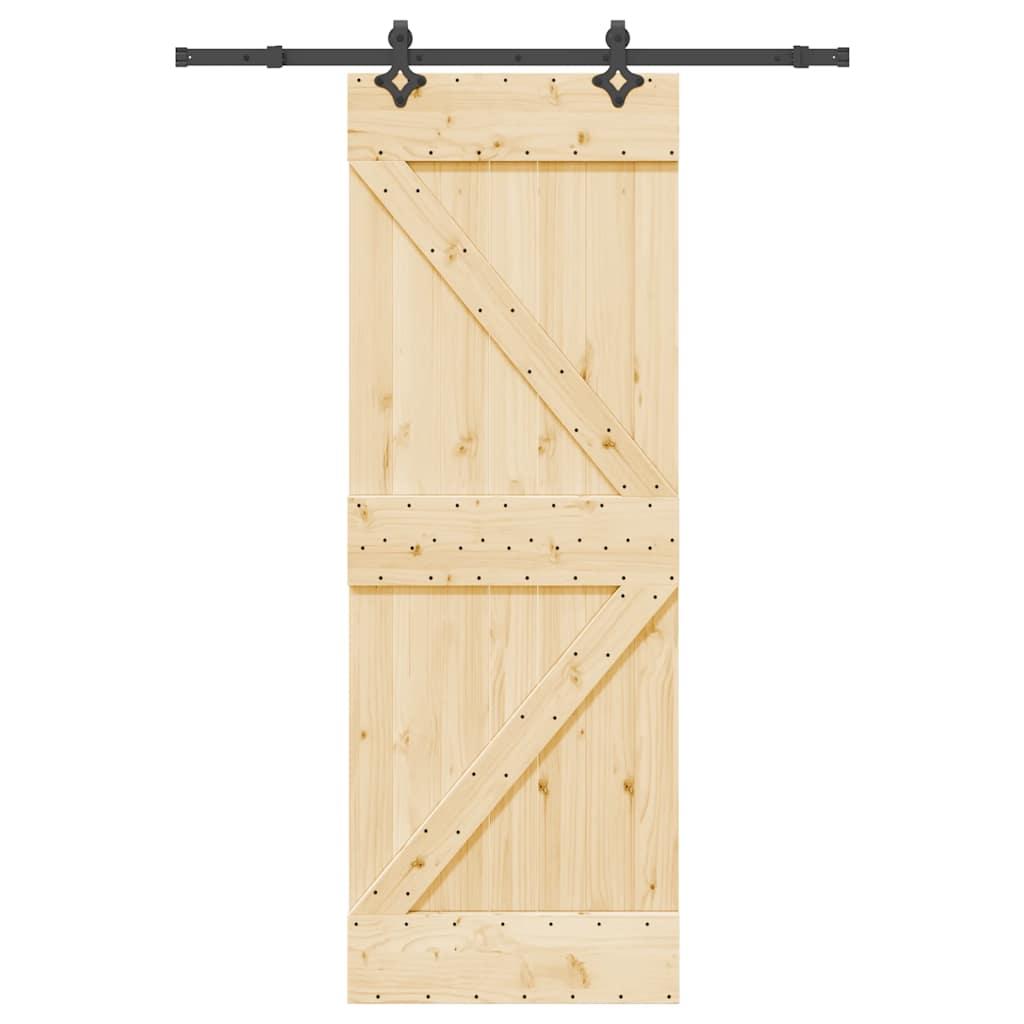 Skydedør med monteringssæt 70x210 cm massivt fyrretræ