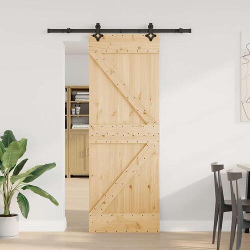 Skydedør med monteringssæt 70x210 cm massivt fyrretræ