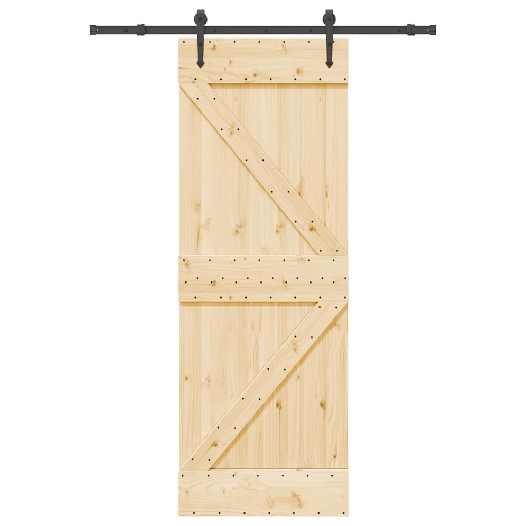 Skydedør med monteringssæt 70x210 cm massivt fyrretræ
