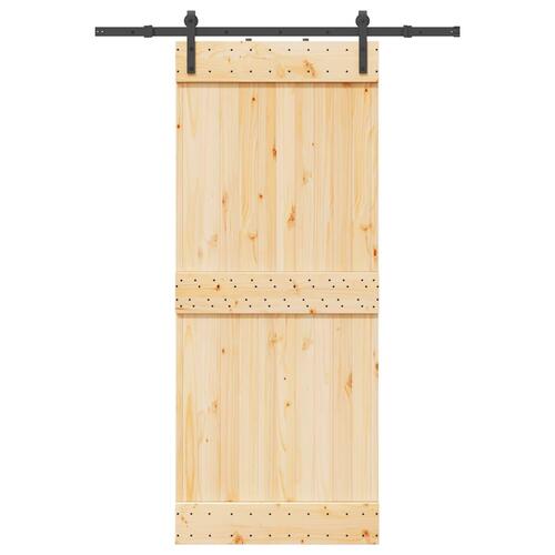 Skydedør med monteringssæt 85x210 cm massivt fyrretræ