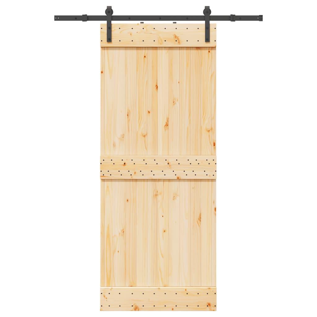 Skydedør med monteringssæt 85x210 cm massivt fyrretræ