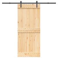Skydedør med monteringssæt 90x210 cm massivt fyrretræ