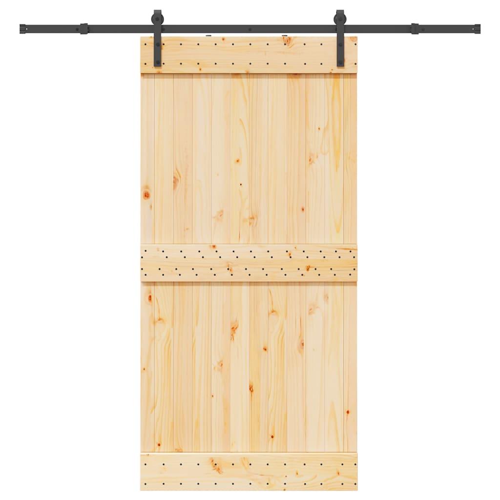 Skydedør med monteringssæt 100x210 cm massivt fyrretræ