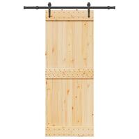Skydedør med monteringssæt 80x210 cm massivt fyrretræ