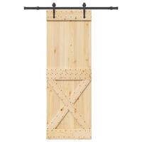 Skydedør med monteringssæt 80x210 cm massivt fyrretræ
