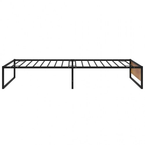 Sengestel 100x200 cm i sort metal med trælook gavl