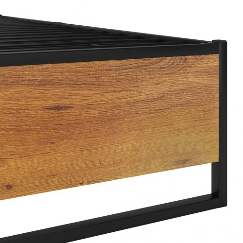 Sengestel 120x200 cm - metal i sort med trælook