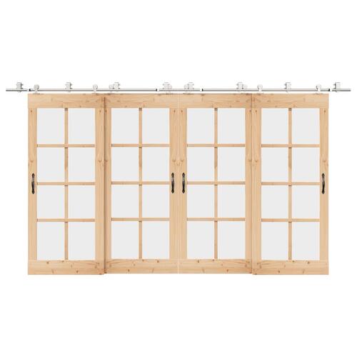 Hardwarekit til skydedør 200 cm rustfrit stål sølvfarvet