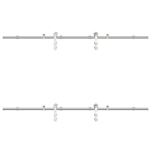 Hardwarekit til skydedør 200 cm rustfrit stål sølvfarvet