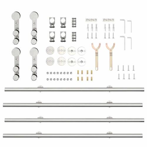 Hardwarekit til skydedør 200 cm rustfrit stål sølvfarvet