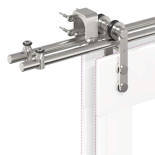 Hardwarekit til skydedør 200 cm rustfrit stål sølvfarvet