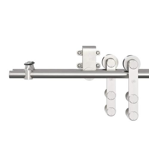 Hardwarekit til skydedør 200 cm rustfrit stål sølvfarvet