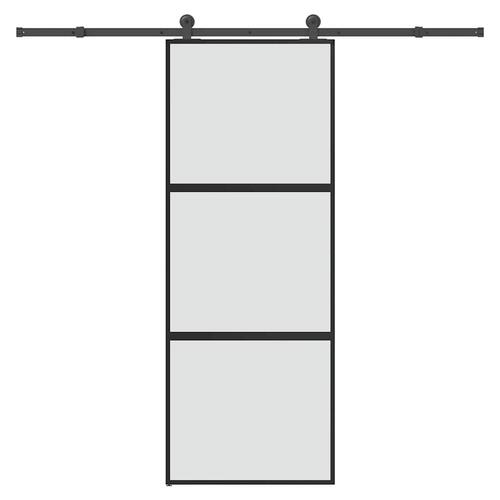 Skydedør med hardwaresæt 76x205 cm hærdet glas og aluminium