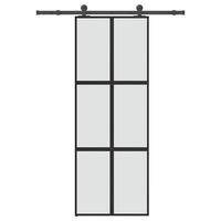 Skydedør med hardwaresæt 76x205 cm hærdet glas og aluminium