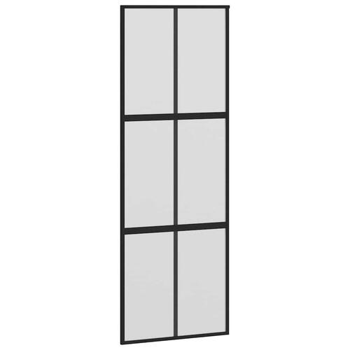 Skydedør med hardwaresæt 76x205 cm hærdet glas og aluminium