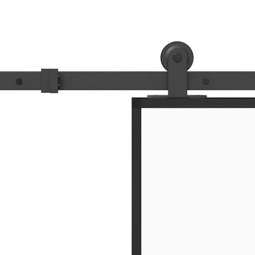 Skydedør med hardwaresæt 76x205 cm hærdet glas og aluminium