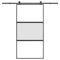 Skydedør med hardwaresæt 102,5x205 cm hærdet glas og aluminium