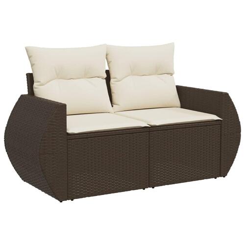 Sofasæt til haven 7 dele med hynder polyrattan brun