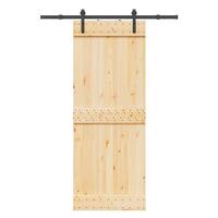 Skydedør med monteringssæt 80x210 cm massivt fyrretræ