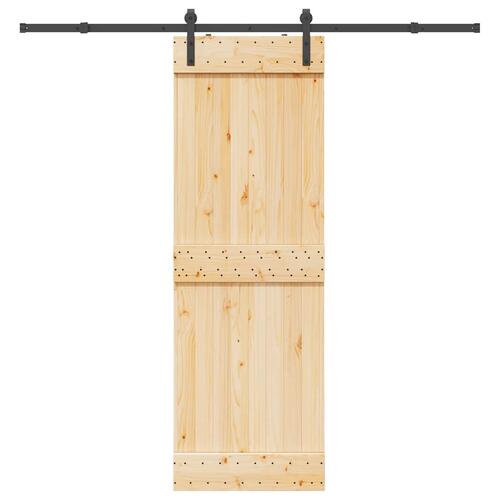 Skydedør med monteringssæt 70x210 cm massivt fyrretræ