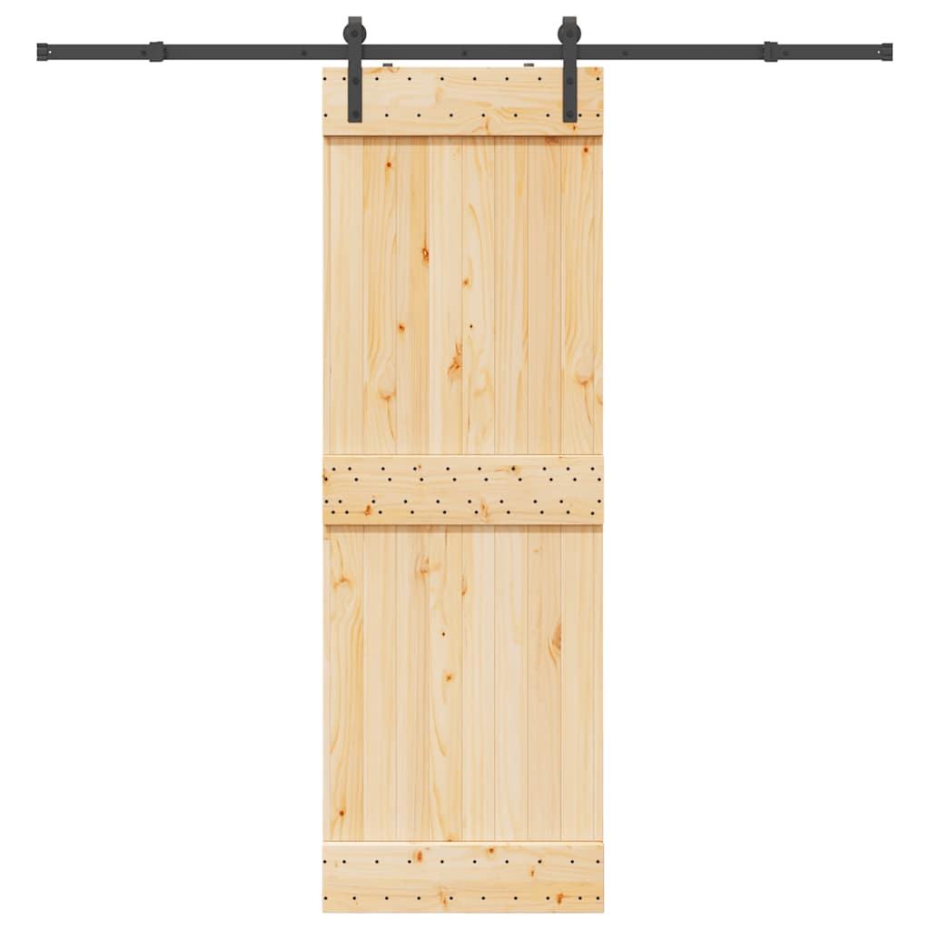 Skydedør med monteringssæt 70x210 cm massivt fyrretræ
