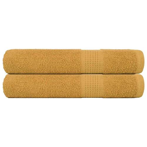 Håndklæder 2 stk. 100x200 cm 360 g/m2 100 % bomuld guldfarvet
