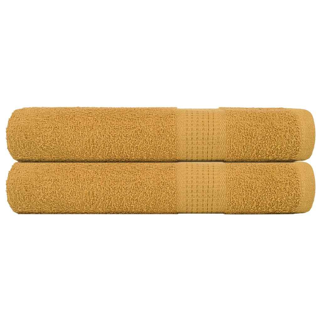 Håndklæder 2 stk. 100x200 cm 360 g/m2 100 % bomuld guldfarvet