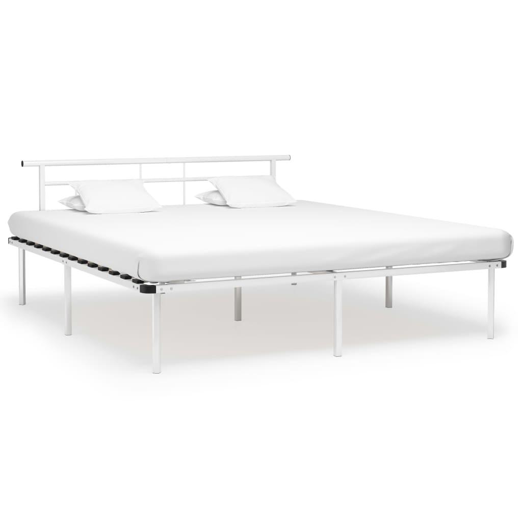 Sengestel 200x200 cm metal hvid