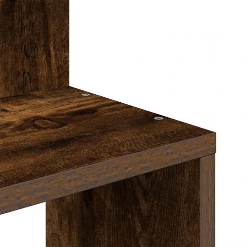 Væghængt hjørnehylde 32 × 32 × 127,5 cm - konstrueret træ, røget egetræ