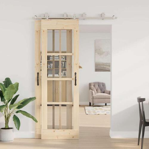 Hardwarekit til skydedør 183 cm rustfrit stål sølvfarvet