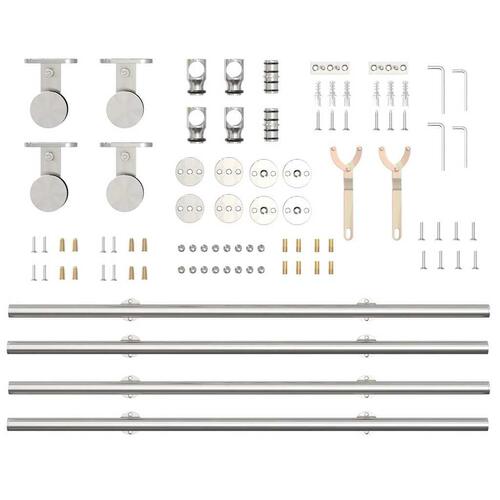 Hardwarekit til skydedør 183 cm rustfrit stål sølvfarvet