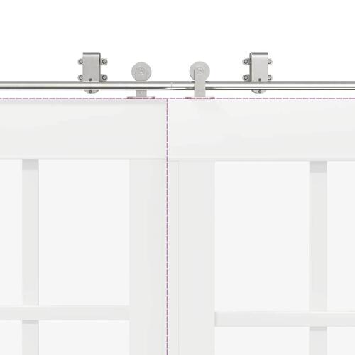 Hardwarekit til skydedør 183 cm rustfrit stål sølvfarvet