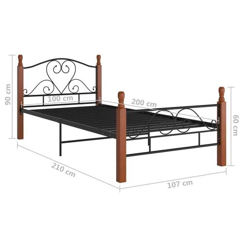 Sengeramme 100x200 cm metal sort