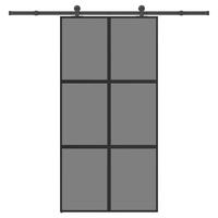 Skydedør med hardwaresæt 102,5x205 cm hærdet glas og aluminium