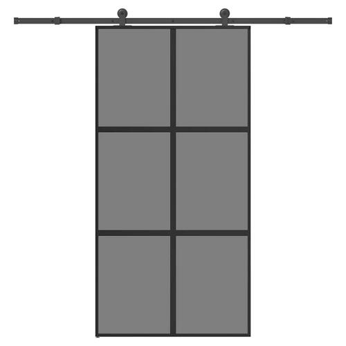 Skydedør med hardwaresæt 102,5x205 cm hærdet glas og aluminium