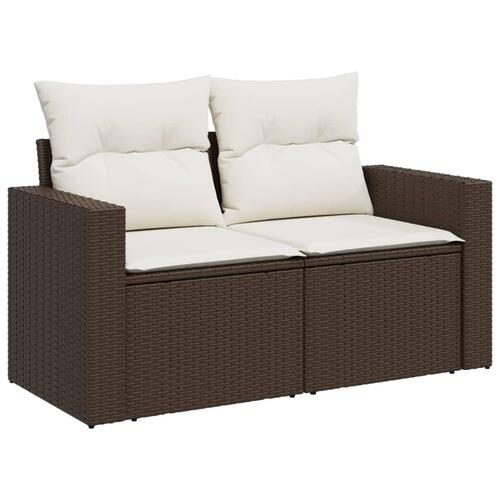 Loungesæt til haven 11 dele med hynder polyrattan brun