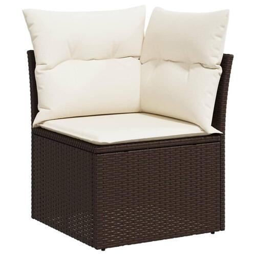 Loungesæt til haven 11 dele med hynder polyrattan brun