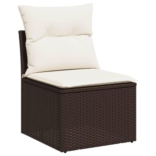 Loungesæt til haven 11 dele med hynder polyrattan brun