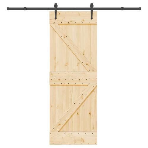 Skydedør med monteringssæt 70x210 cm massivt fyrretræ